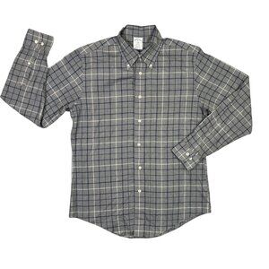Brooks Brothers Regent Shirt Mens Medium M Gray Plaid Button Down Casual Dress